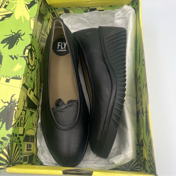 Fly London LENY258FLY-000 Womens Black Leather Slip On Wedge Size EU38 NEW w/Box - Picture 3 of 16